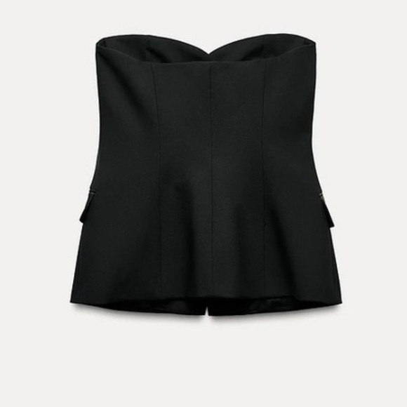 Zara Black Strapless Tailored Bustier - Picture 4 of 16